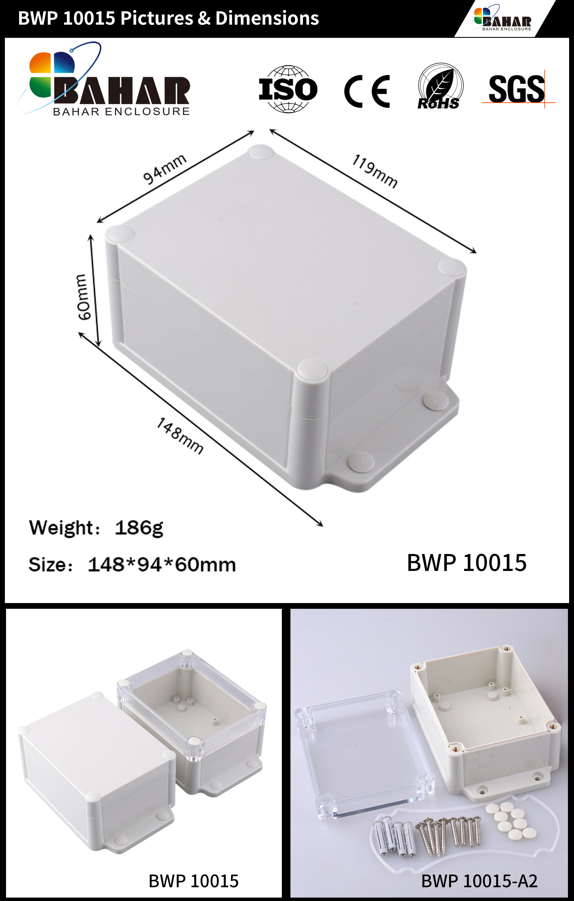 BWP 10015 IP68 Waterproof Enclosure – ABS Junction Box