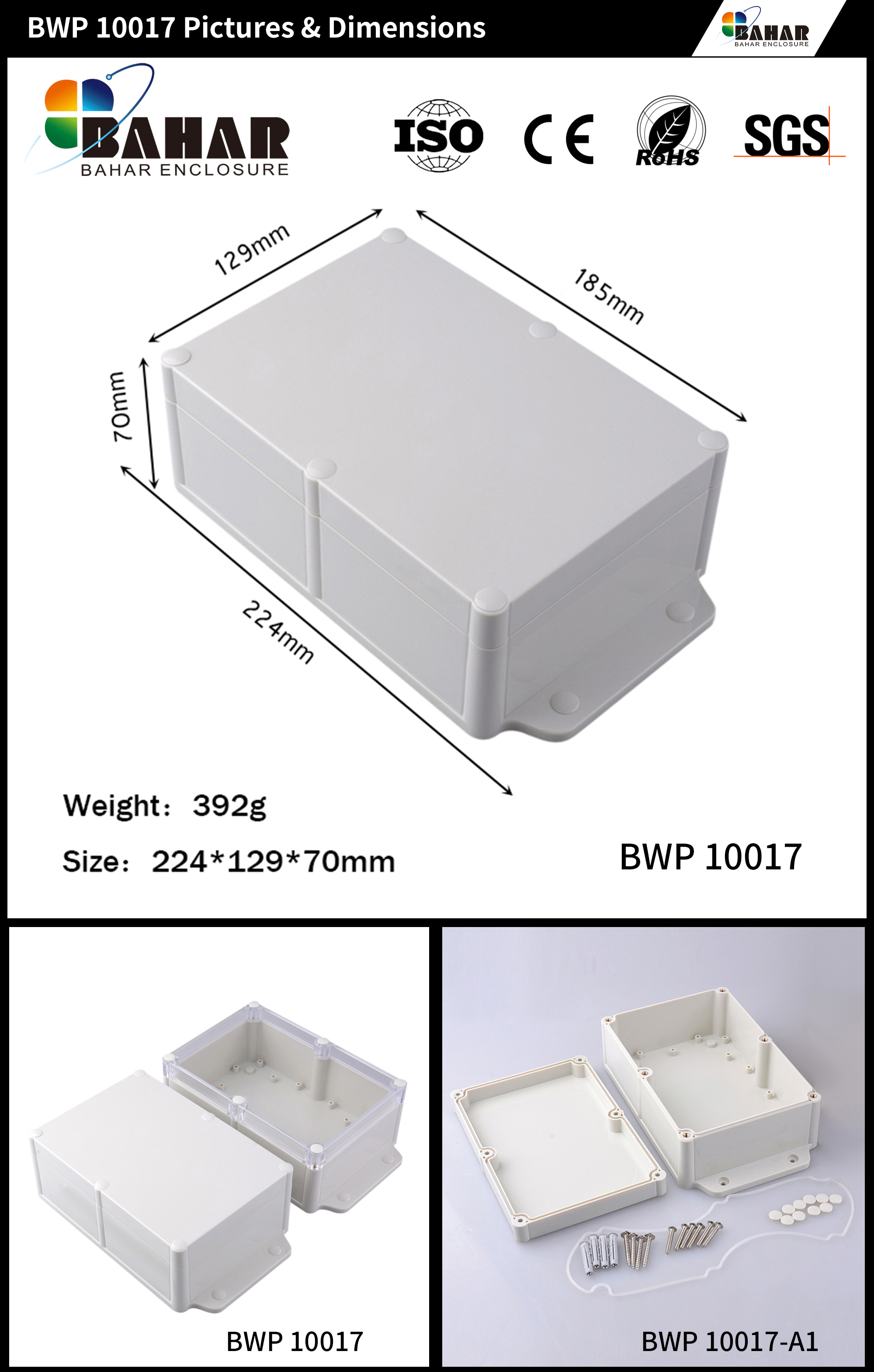 BWP 10017 IP68 Waterproof Enclosure – ABS Junction Box