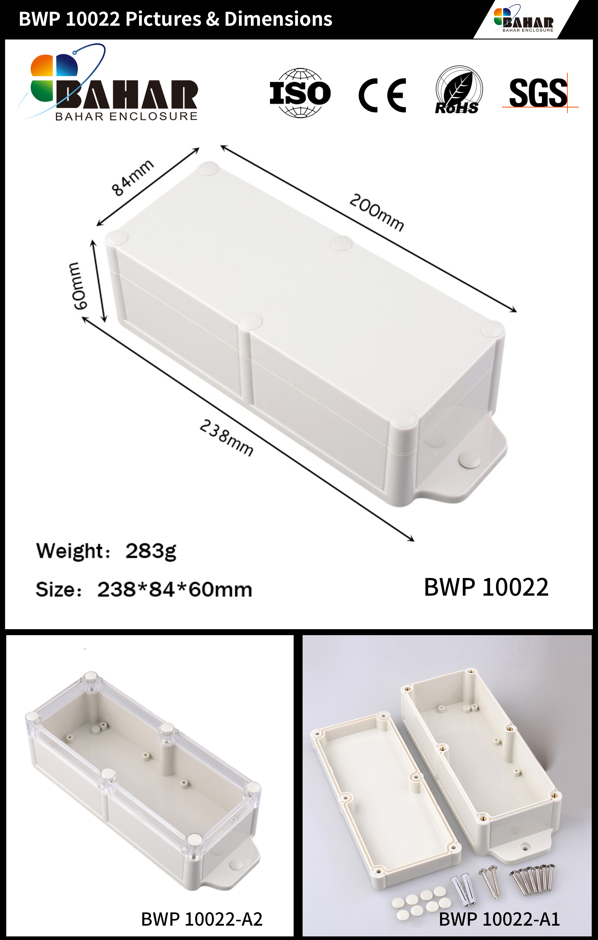 BWP 10022 IP68 Waterproof Enclosure – ABS Junction Box