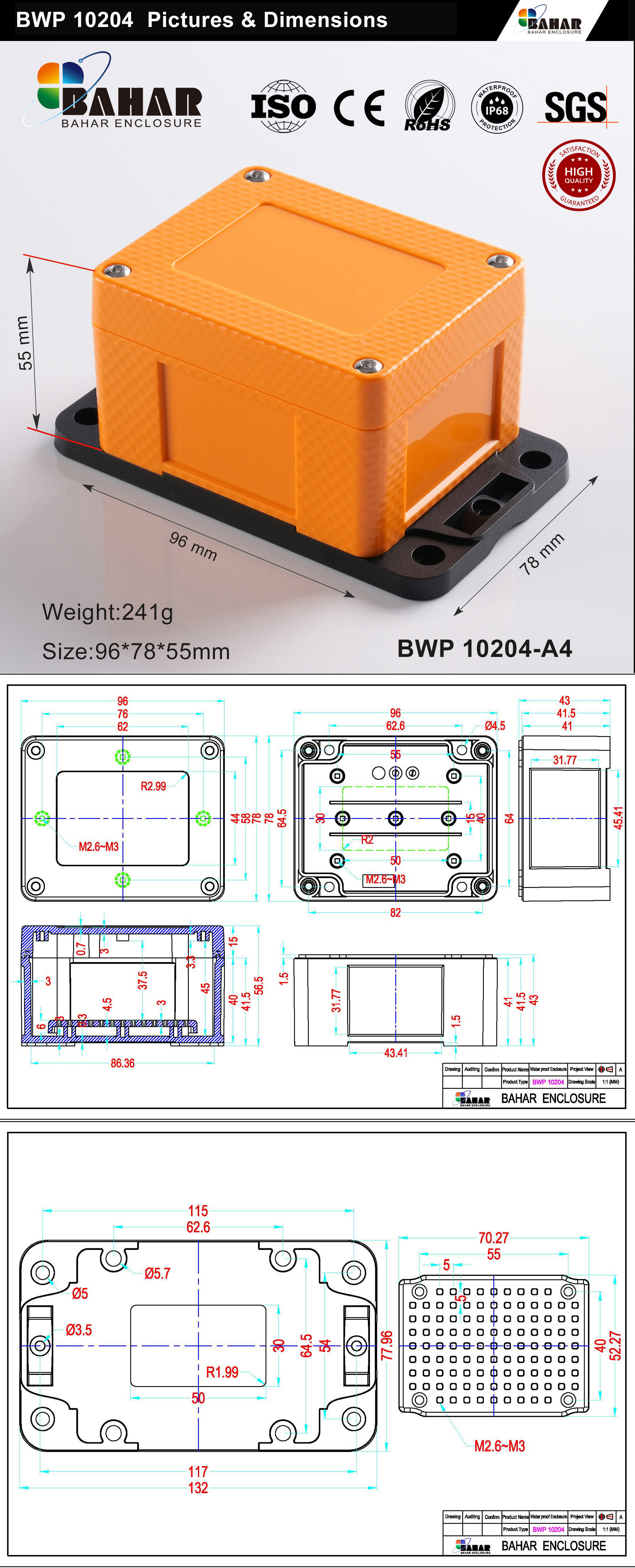 BWP 10204 IP68 Waterproof Junction Box – ABS Electrical Enclosure