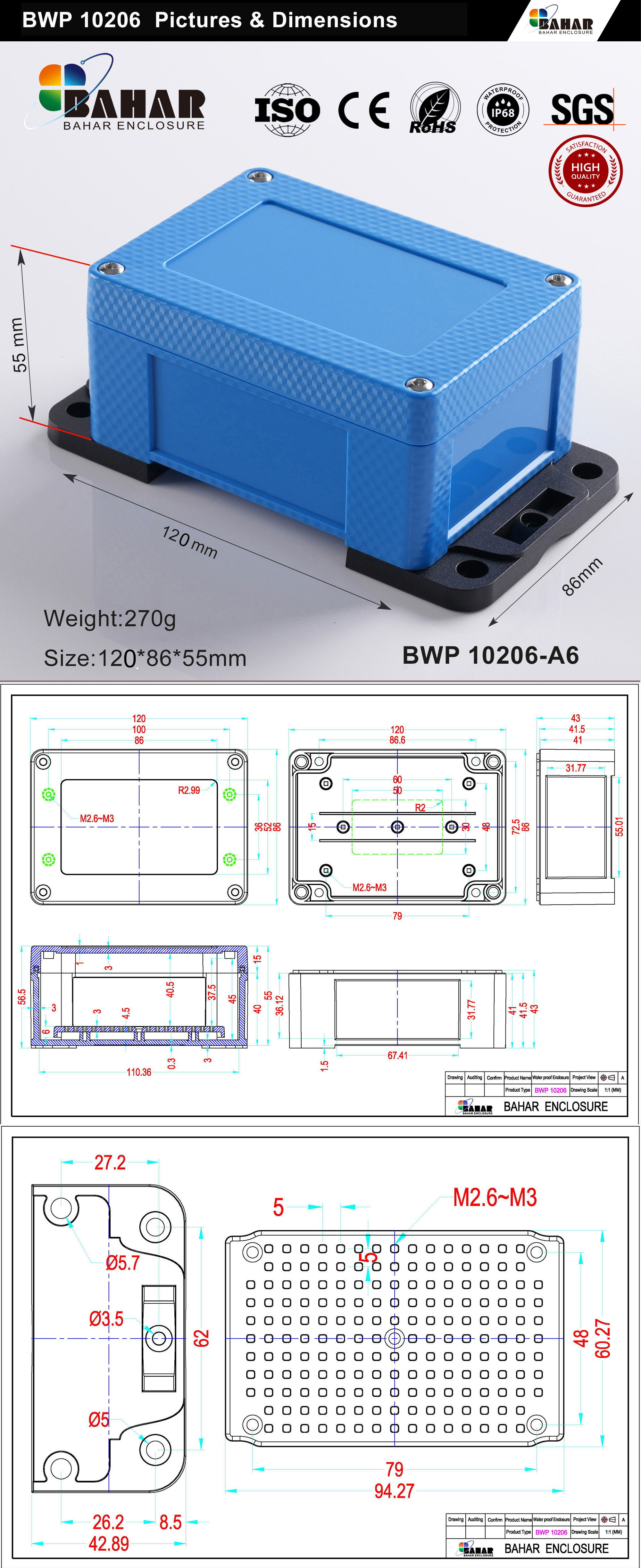 BWP 10206 IP68 Waterproof Junction Box – ABS Electrical Enclosure