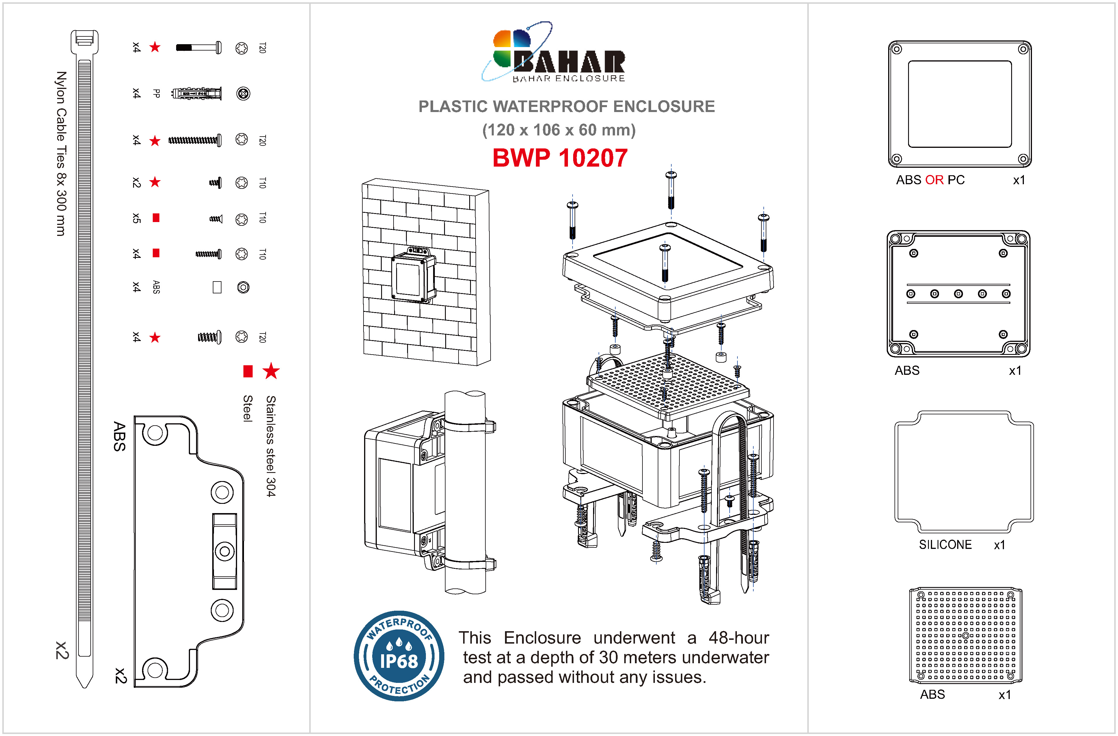BWP 10207 IP68 Waterproof Junction Box – ABS Electrical Enclosure