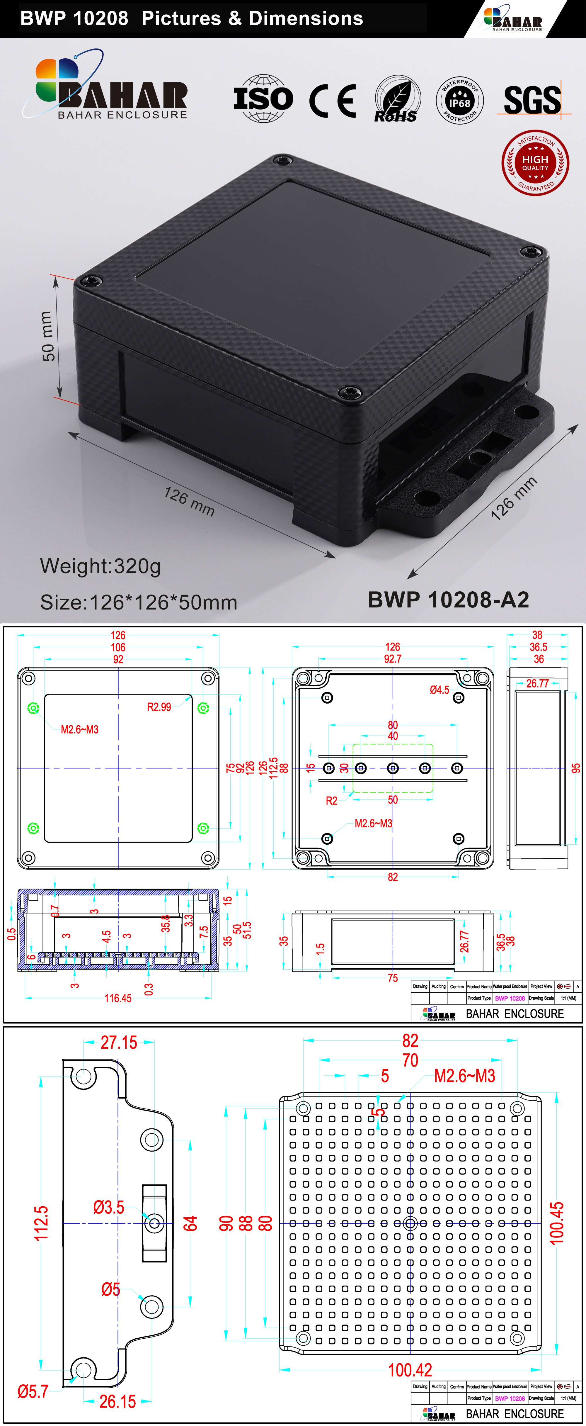 BWP 10208 IP68 Waterproof Junction Box – ABS Electrical Enclosure