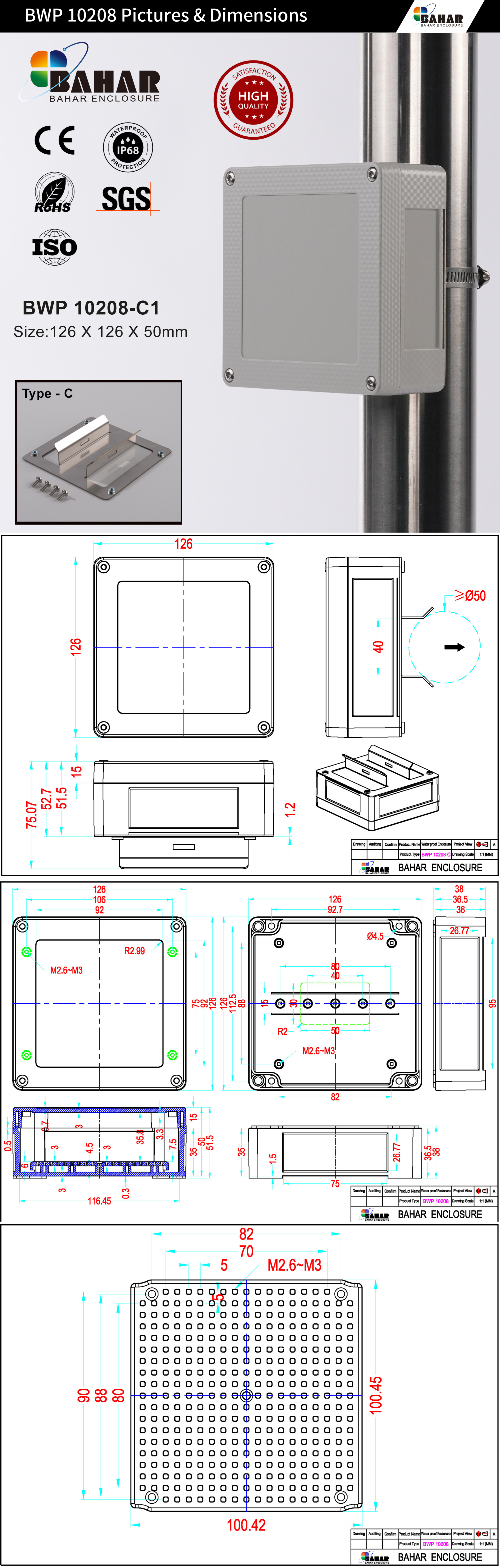 BWP 10208 IP68 Waterproof Junction Box – ABS Electrical Enclosure