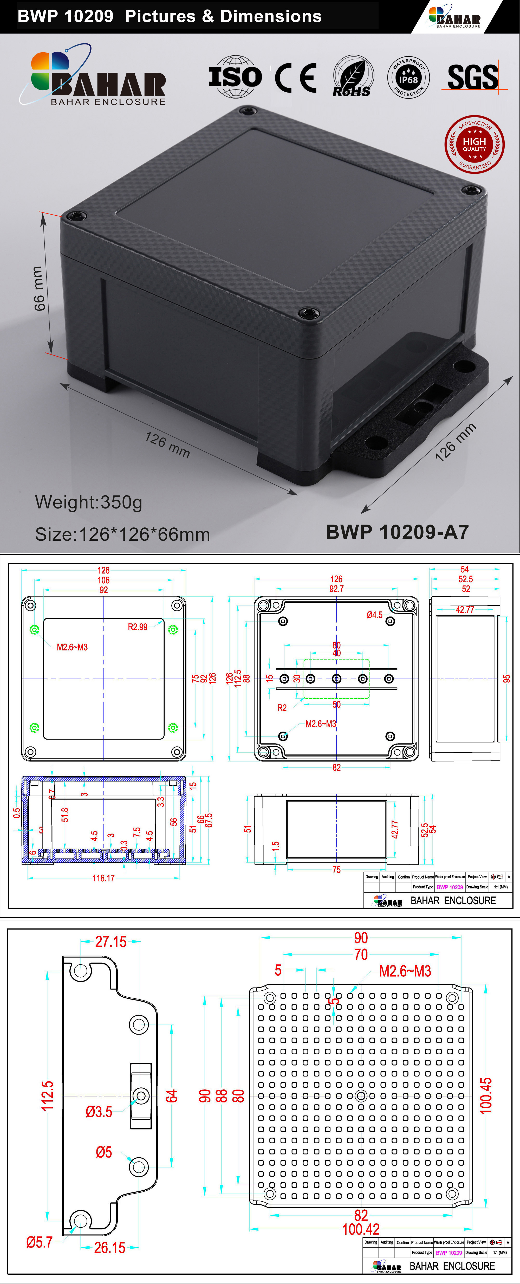 BWP 10209 IP68 Waterproof Junction Box – ABS Electrical Enclosure