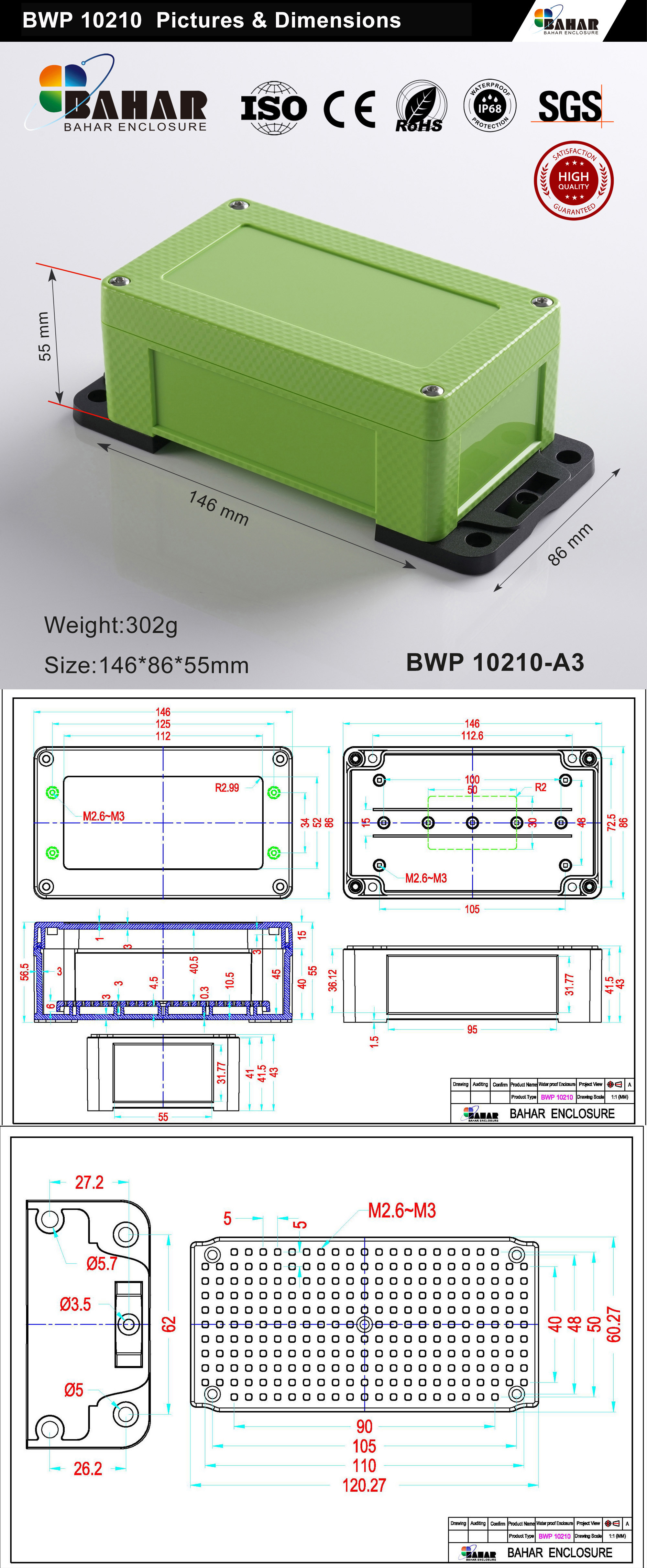 BWP 10210 IP68 Waterproof Junction Box – ABS Enclosure