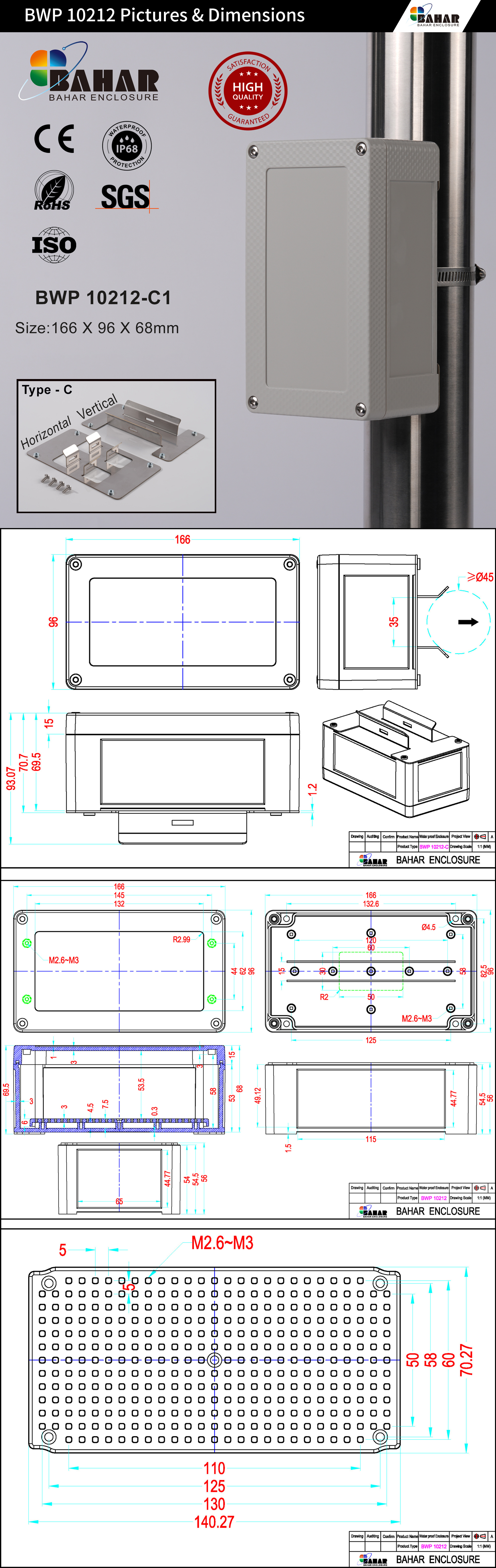 BWP 10212 IP68 Waterproof Junction Box – ABS Electrical Enclosure