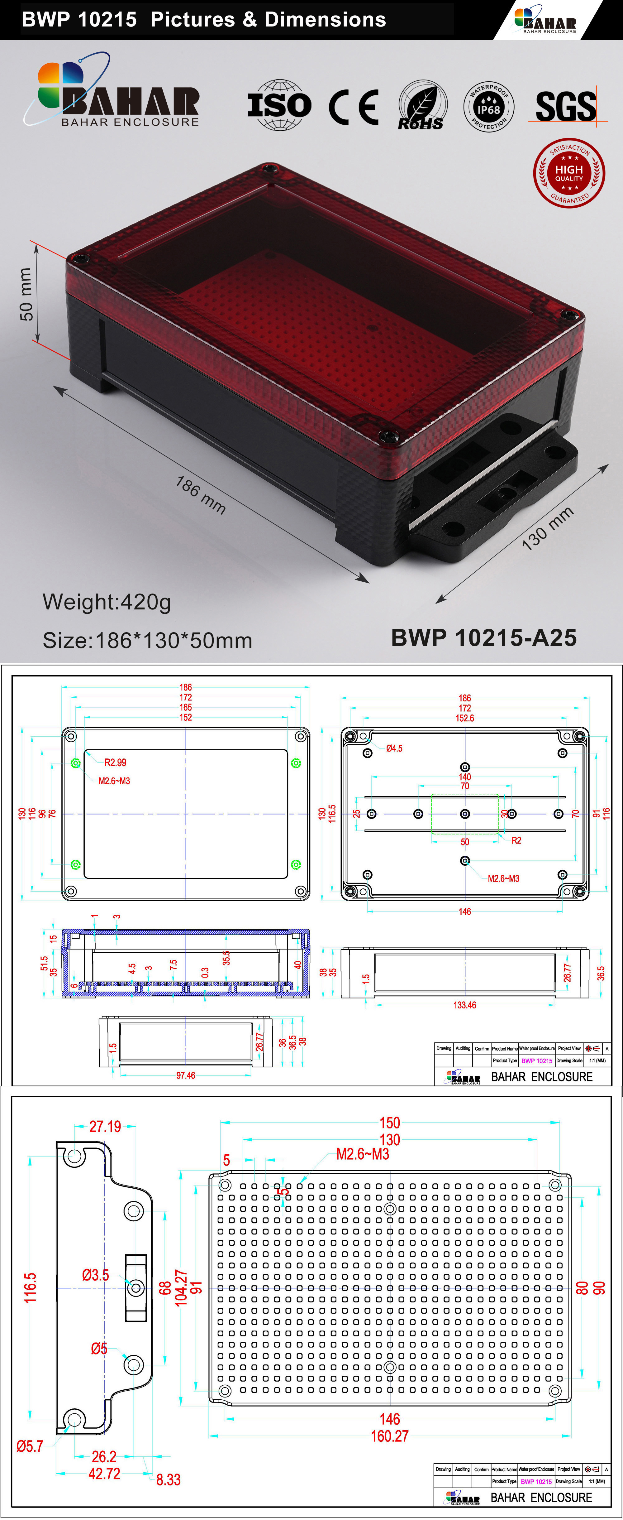 BWP 10215 Best IP68 Waterproof Junction Box – Strong & Durable ABS Enclosure