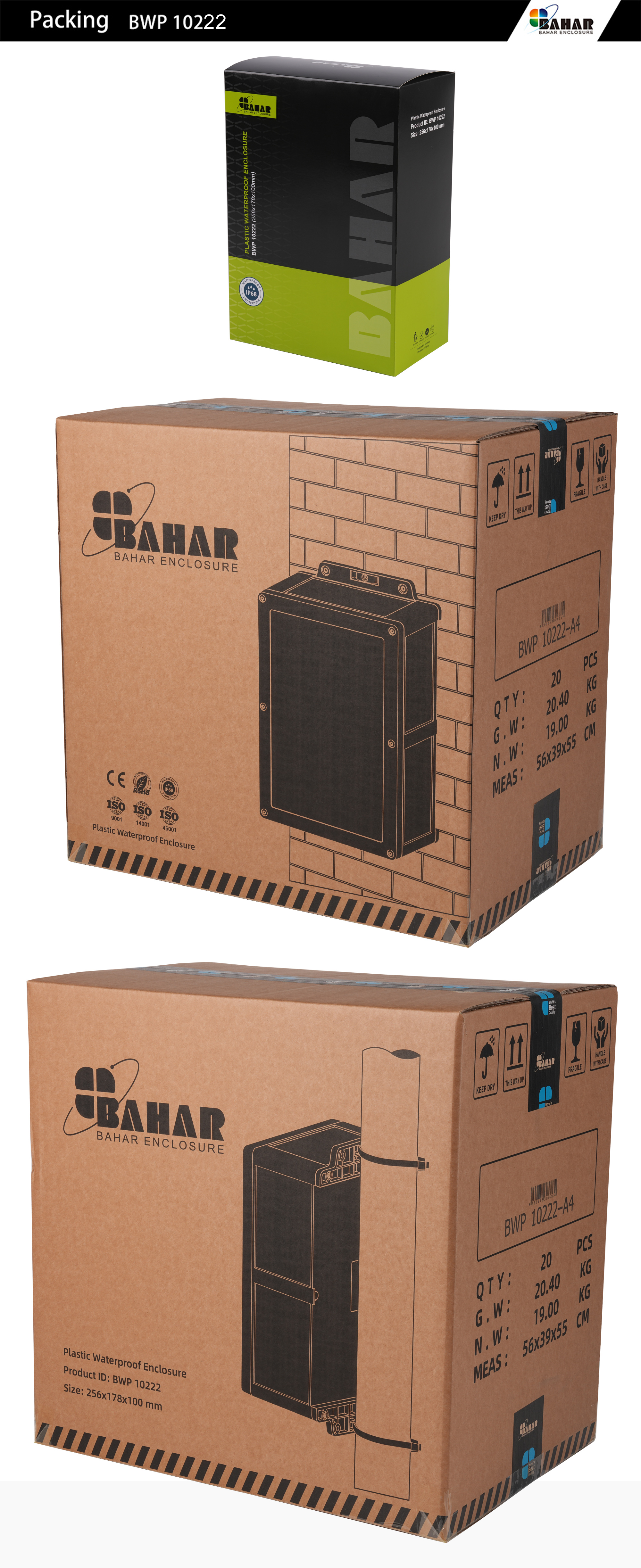 BWP 10222 Powerful IP68 Waterproof Junction Box – Large Deep ABS Enclosure